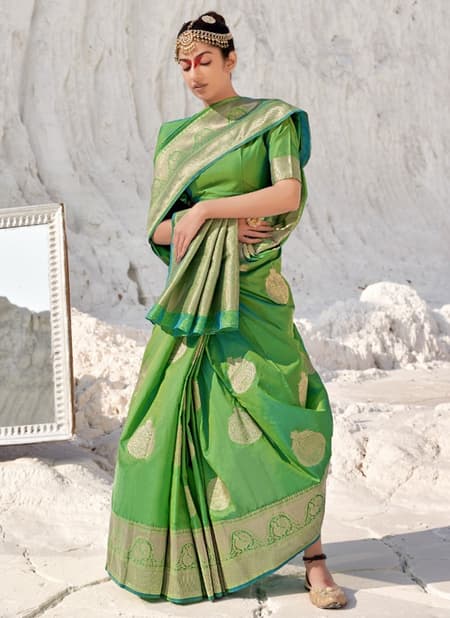 Parrot Green Colour Heavy Festive Wear Designer Banarasi Soft Silk Saree Collection 7907